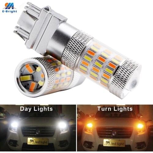 YM E-Bright 20PCS W21/5W T20 7443 4014 60 SMD Dual Colors Switchback 12V DC LED Car Turn Signal Auto Led White/Amber 600Lumens