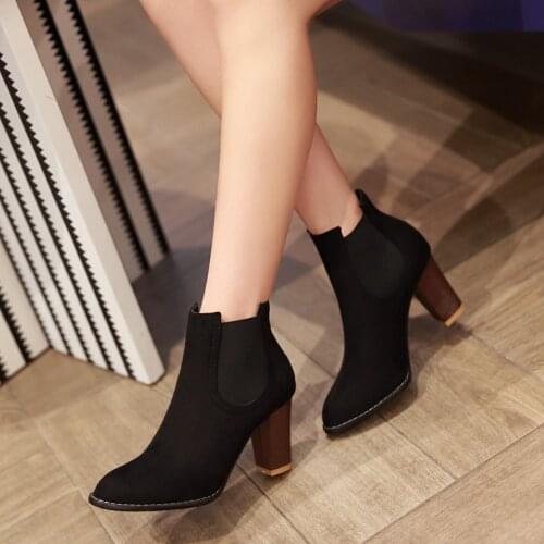 Oversized womens shoes 40-41 42 43 44 45 46 aww high heels thick HEELS SHORT BOOTS