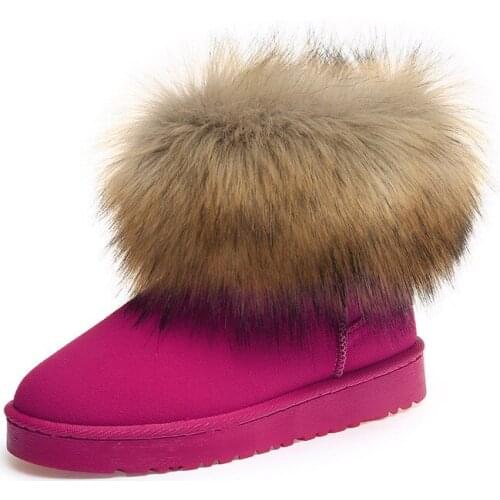 Ladies Boots Winter Warm Women Fur Snow Shoes Flats Ankle Snow Boots Women 2020 Fashion Black Round Toe Casual Slip On Hot