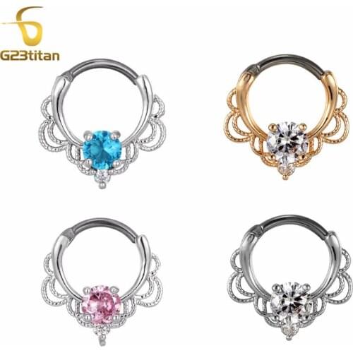 G23titian Nose Piecing Womens Body Jewelry Nose Rings 16G Titanium Pole Indian Septum Hoops pircing Jewelry