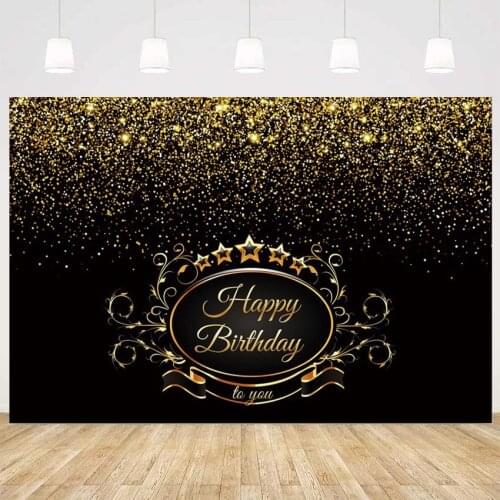 Gold Glitter Birthday Photography Backdrop Adult Birthday Party Supplies Background For Photo Studio Photocall Customize