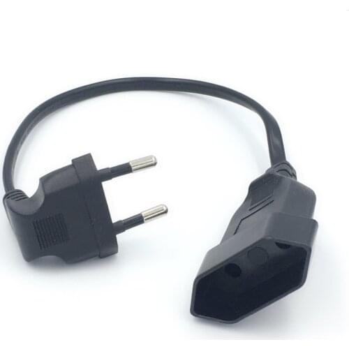 1PCS EU Power Adapter Cord,90 Degree Angled European Round 2Pin Male to Female Plug Power Cable For UPS PDU 0.3M/0.6M