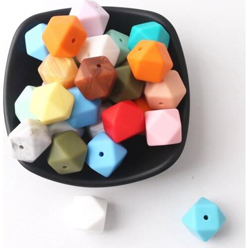 Bite Bites 10pcs 17mm Hex Bead Colorful Silicone Baby Nursing Accessories Making Jewelry Necklace Beads DIY Jewelry Baby Teether