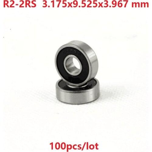 100pcs/lot R2-2RS R2RS R2 2RS RS 1/8" x3/8" x5/32" inch rubber sealed bearing Deep Groove Ball bearing Mini 3.175x9.525x3.967 mm