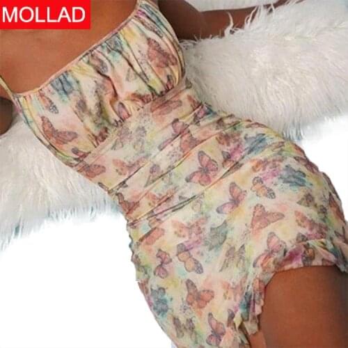 2021cross-Border AliExpress Summer High Waist Printed Street Chanel-Style Pleated Ruffled Dress