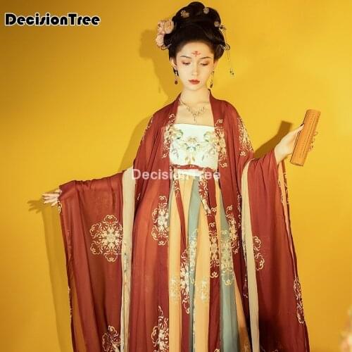 2021 oriental elegant hanfu woman stage dance dress chinese traditional costumes performance printed hanfu vintage costume dress