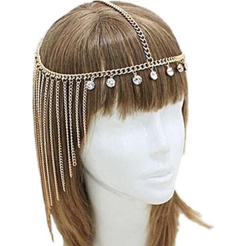 Bohemian hair accessories new fashion diamond hair accessories womens hair belt long tassel head chain