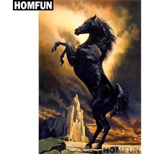HOMFUN Diy Full Square Round Drill 5D Diamond Painting Cross Stitch Diamond Embroidery "Dark horse" Home Decor Gift A01548
