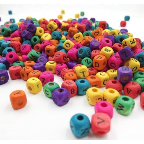 English Alphabet Letter 200pcs 8mm Craft Wood Spacer Beads Wooden Beads Toys For Baby Smooth Fashion Jewelry Making DIY
