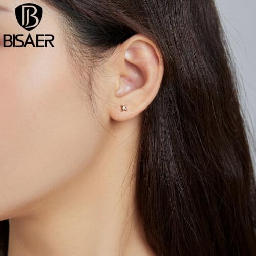 Женские золотые серьги BISAER China At AliExpress