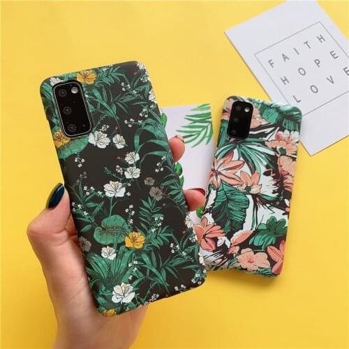 For Galaxy S20 Ultra Note 20 10 Plus 5G S10 S10e S9 S8 9 8 Case Relief Matte Cover Case Flower Pattern Leaves Hard Cover Funda