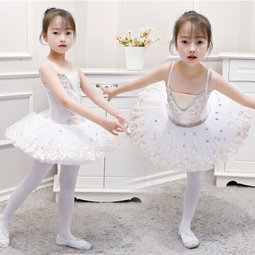 Kids Gir Ballet Dance Skirt White Swan Dance Skirt Child Professional Ballet Tutu Performance Dress Gymnastics Leotard for Girl