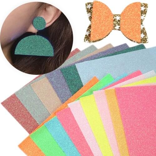 David accessories 20*33cm Fine Flash Glitter Faux Synthetic Leather Fabric DIY Bow Bag Phone Cover Material Decoration,1Yc8088