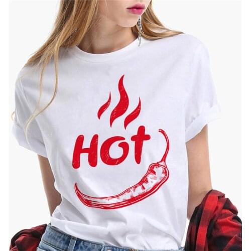 Summer Hot Fire Flame Chili T-shirt Cute Print T-shirts Female Top Casual New Streetwear Tee Hipster T Shirt