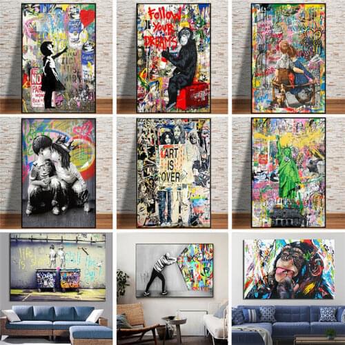 Street Graffiti Art "Follow Your Dreams" Canvas Painting Posters and Prints Wall Art Pictures for Living Room Cuadros Unframed