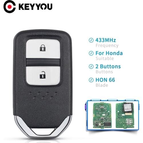 KEYYOU 2/5X Replacement Car Remote Key For Honda Fit City Jazz XRV Venzel HRV HON66 Blade ID47 Chip 433Mhz ASK KR5V2X 2 Buttons