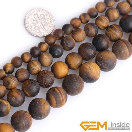 Natural Stone Yellow Tiger Eye Round Bead For Jewelry Making Strand 15" Frosted Faceted Smooth Beads 6mm 8mm 10mm 12mm