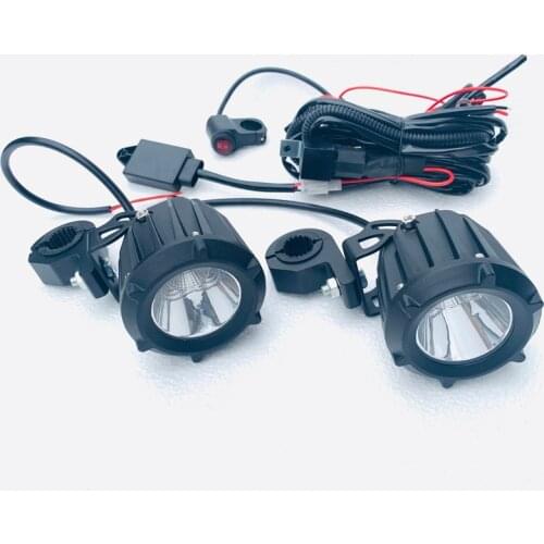 Motorcycle led spotlight wiring cable kit 12v 2x 25w Moto driving fog light Drl Day strobe flasher flash light Warning head lamp