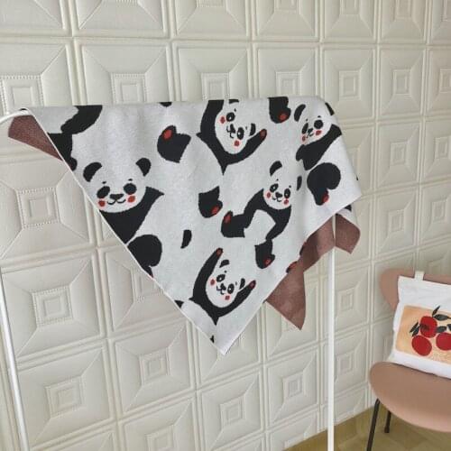 Charming Chinese Panda Cartoon Animal Baby Blanket Childlike Friendly Printing Comfortable Swaddle Kids Game Playing Mat Gift