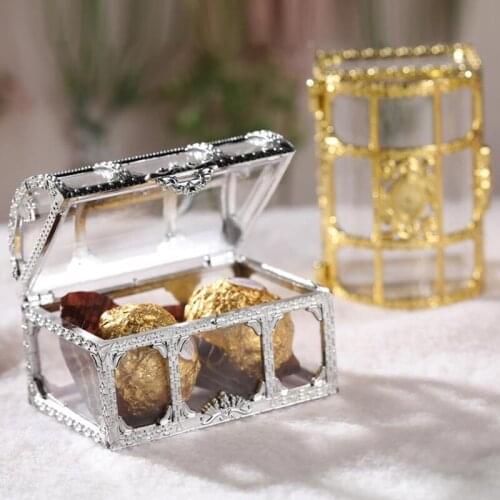 Portable Candy Box European Hollow Gold Silver Treasure Chest Jewelry Ring Necklace Carrying Case Organizer Storage Box