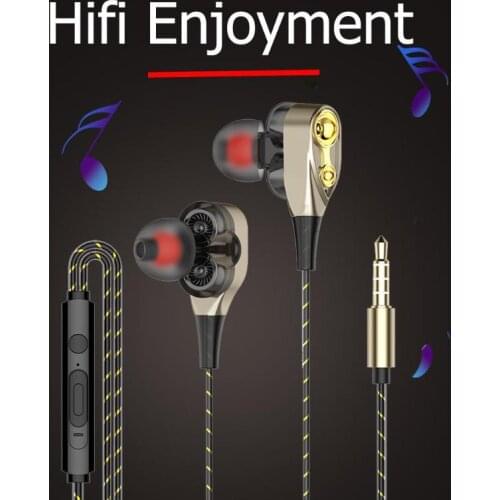 Dual Drive Stereo Wired Earphone In-ear Headset Earbuds Bass Earphones For IPhone Samsung 3.5mm Sport Gaming Headset With Mic