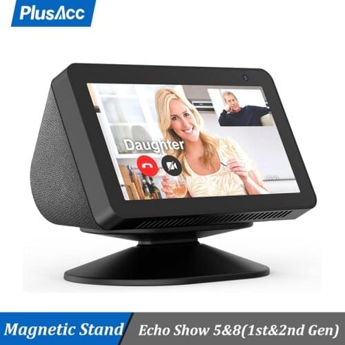 PlusAcc Adjustable Magnetic Stand Mount with Anti-Slip Base For Amazon Alexa Echo Show 5 8(1st & 2nd Gen) to Get Good Viewing