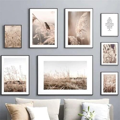Nordic Boho Botanical Canvas Painting Autumn Botanical Dried Flower Pampas Grass Posters Prints Wall Art Picture Gallery Decor