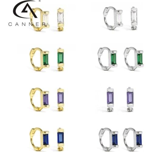 CANNER Cartilage Puncture Earrings For Women Pendientes Plata 925 CZ Huggie Dangle Hoop Earring Colored Zircon Fine Jewelry Gift