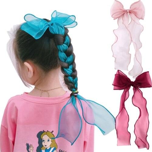 Women Girls Bowknot Hair Bands Long Ribbon Scrunchies Hairbands Headwear Hairpins Hair Clips Barrettes Girls Hair Accessories