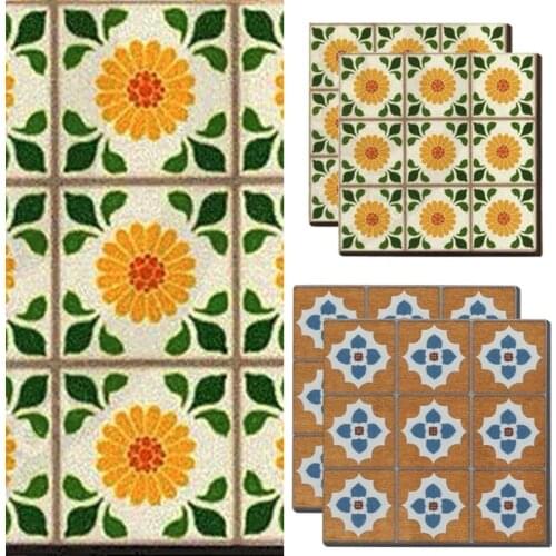 1pc 9*9*0.6cm Mini Floor Dollhouse Miniature Retro Wooden Floor Doll House Decoration