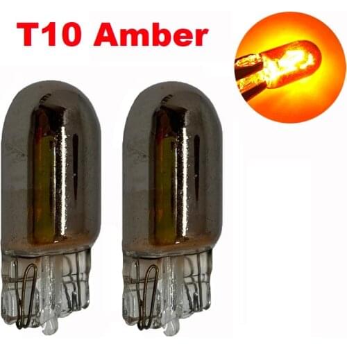 1pcs Amber T10 W5W 501 194 Silver Chrome Signal Lamp Glass 12V 5W t10 halogen lamp Car Bulb Auto Interior Light Car Styling