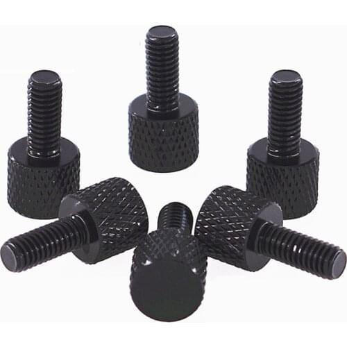 2/5/10PCS M6 Aluminum Alloy Knurled Thumb Screws Black Non-slip Computer Case Screws Length 14mm