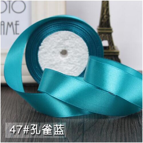 22meter/lot 1"(25mm) Peacock blue Satin Ribbon Webbing Decoration Gift Christmas Ribbon decoration wrapping Sewing Fabric Hand
