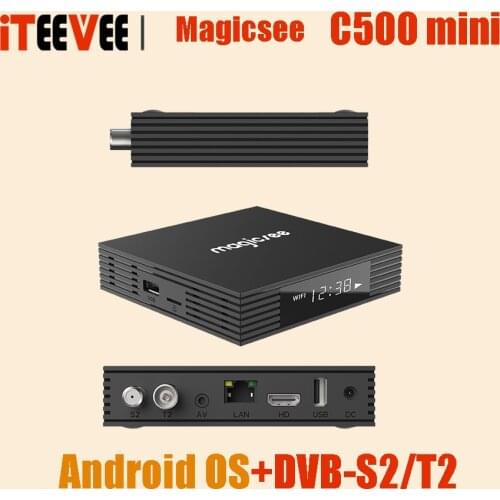 3PCS C500 MINI Amlogic S905W Android TV Box Digital Satellite Receiver DVB-S2X/S2 DVB T2 Android 4K TV Box