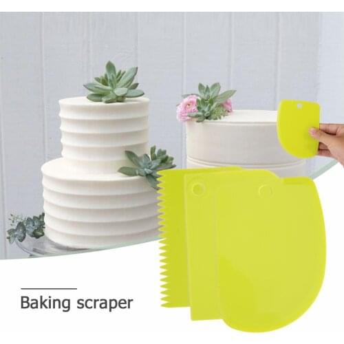 3pcs/set Plastic Dough Knife Baking Pastry Tools Icing Fondant Scraper Decorating Plain Smooth Spatulas Cutter Kitchen Cake Tool