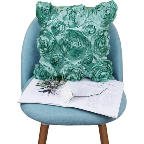3D Roses Embroidered Cushion Cover Retro Art Rose Pillowcase Wedding Party Home Sofa Car Decor Pillow Case