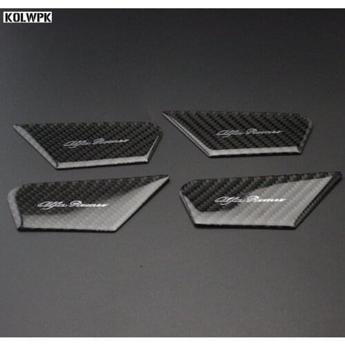 4pcs Car-styling high quality carbon fiber Interior Door Bowl Cover Trim For Alfa Romeo Giulia Stelvio car Accessories