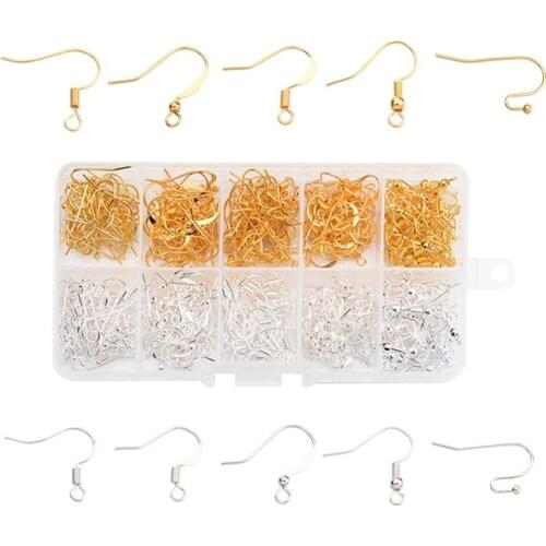 400pcs Five Styles Brass Earring Hooks for Jewelry Accessories DIY Earing Jewelery Making Findings Golden Silver Color