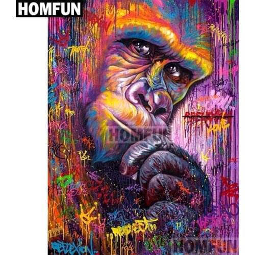 HOMFUN Full Square/Round Drill 5D DIY Diamond Painting "color orangutan" Embroidery Cross Stitch 5D Home Decor Gift A01813