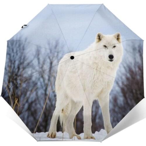 Automatic Umbrella Wolf In Winter Forest three-fold umbrella women men rain umbrella