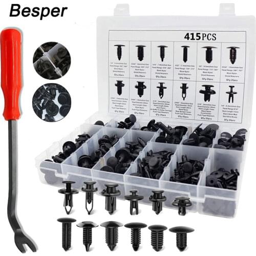 Besper 350/415 Pcs Mixed Auto Fastener Clip Mixed Car Body Push Retainer Pin Rivet Bumper Door Trim Panel Retainer Fastener Kit