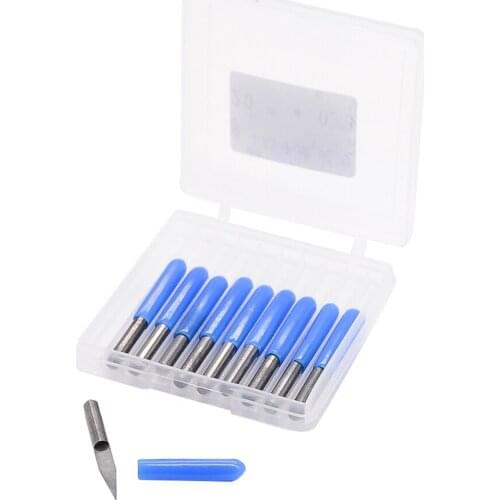 Free shipping High quality 10pcs/lot V Shape flat bottom Carbide PCB Engraving Bits 3.175 shank 20 degree 0.3mm CNC Router Tool