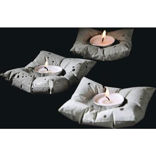 Pillow Shape Concrete Candle Holder Silicone Molds Square Candlestick Cement Mould DIY Plaster Crafts Home Decoration Tools