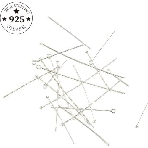 925 Sterling Silver 10pcs 15-50mm Heads Eye Flat Head Pin For Jewelry Making Findings Accessories Wholesale Earrings Supplies