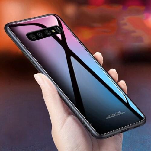 For Samsung Galaxy S10 Plus Case Luxury Soft Silicone edge+Hard Tempered Glass Protective Back Cover Case for samsung s10e s10