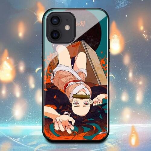 Demon Slayer Kamado Nezuko Phone Case For Iphone 11 11Pro 12Pro 12Mini 6 6s 7 8 Plus X XR XS Max Tempered glass shell Cover