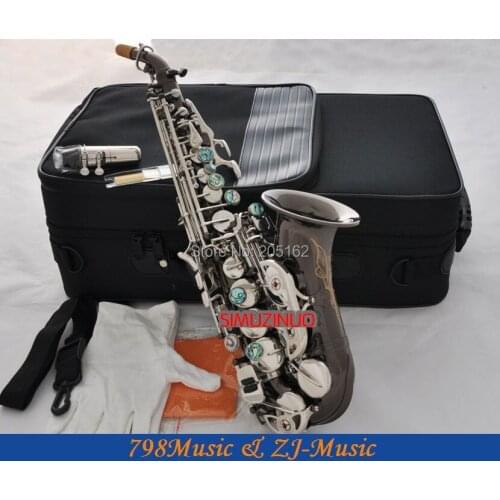 Black Nickel Curved Soprano Saxophone Bb sax Abalone Key High F# with case