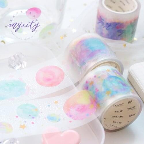 1PC Gradient Starry Watercolored Frost Decorative Tape Bullet Stickers Diary Handbook Decoration