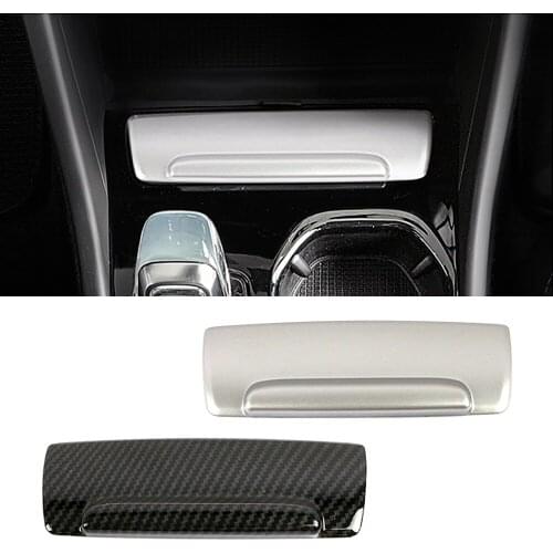 For Volvo XC40 2019 2020 2021 Carbon Fiber Silver Car Styling Center Console Ashtray Cover Trim Car Decoration Sticker