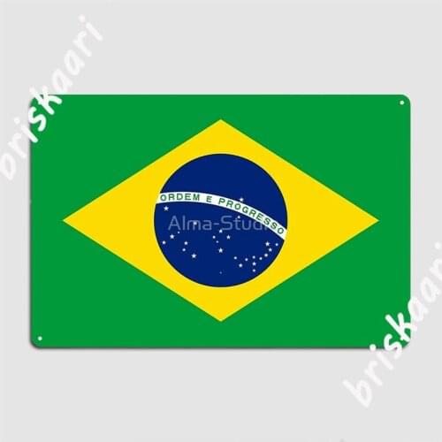 Flag Of Brazil Metal Signs create Garage Decoration Kitchen pub Tin sign Posters